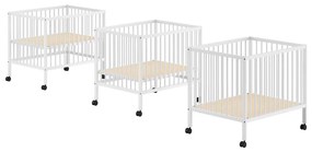 Fehér bükkfa járóka állítható magassággal-gurulós 95x75 cm Dino – Vipack