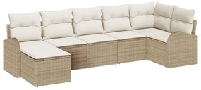 vidaXL Kerti Kanapé Szett párnával 7 pcs Bézs Poli rattan