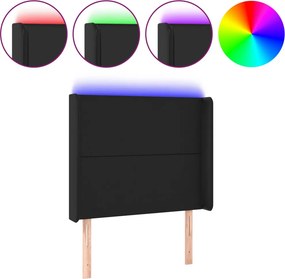 vidaXL fekete műbőr LED-es fejtámla 103x16x118/128 cm