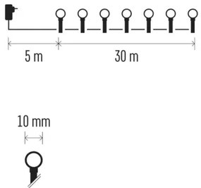 LED karácsonyi fényfüzér 300 LED, 8 funkció, 35 m, hideg fehér