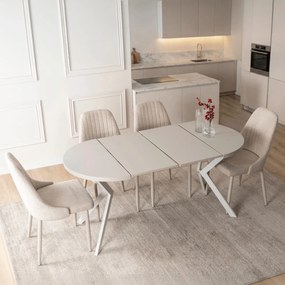Kihúzható étkezőasztal 80–160 cm méretben, kasmír/fehér színben DORIAN