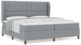 Boxspringágy Mattal - Világosszürke, 200x200 cm, Szövet