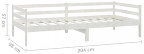 fehér tömör fenyőfa kanapéágy 90 x 200 cm