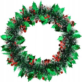 Zöld-ezüst karácsonyi koszorú magyallal átmérő 35 cm