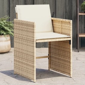 vidaXL 4 db bézs polyrattan kerti szék párnával