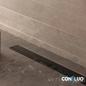 Pestan zuhanyfolyóka Confluo Frameless Line FEKETE üveg 55 cm