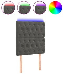 sötétszürke bársony LED-es fejtámla 80x7x118/128 cm