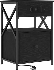 vidaXL Éjjeliszekrény fiókkal Fekete tölgy 40 x 31 x 60 cm Faanyag