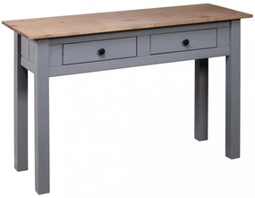 szürke tömör fenyőfa panama konzolasztal 110 x 40 x 72 cm