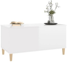 Magasfényű fehér szerelt fa dohányzóasztal 90x44,5x45 cm