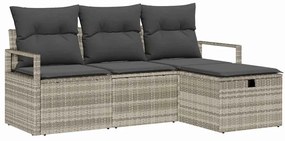 vidaXL Kerti Kanapé Szett párnával 4 pcs Világosszürke Poli rattan