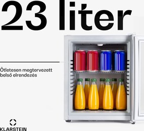 Klarstein Brooklyn 24, mini hűtőszekrény, üvegajtóval, LED világítás, polcok