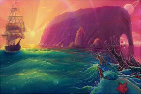Kép - Olajfestmény, Vitorlázás egy fantasztikus birodalomba (90x60 cm)