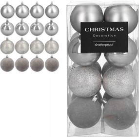Karácsonyfa Bombák szürke 8 cm 16 db törhetetlen műanyag 4