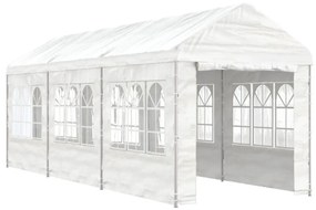 fehér polietilén pavilon tetővel 6,69 x 2,28 x 2,69 m