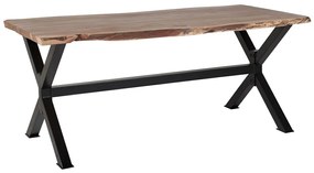 Rusztikus Fa Étkezőasztal Fekete Lábazattal 180 x 95 cm VALBO Beliani