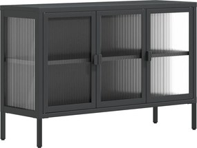 vidaXL fekete üveg és acél tálalószekrény 105 x 35 x 70 cm