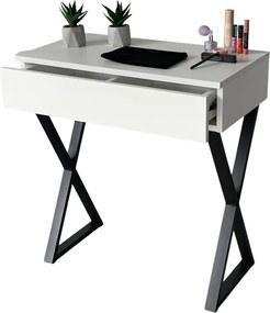 Fésülködőasztal Fehér Matt Fiókos Fekete Lábak X 75CM