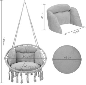 Detex BOHO függőszék párnával, Ø61cm, világosszürke