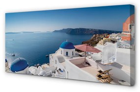 Canvas képek Görögország tengeri panoráma épületek 100x50 cm