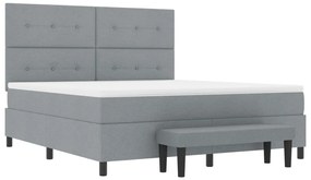 Box Spring Ágy Matraccal és Padlóval Világosszürke 180x200 cm Szövet