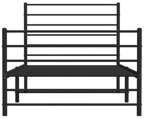 fekete fém ágykeret fej- és lábtámlával 90 x 200 cm