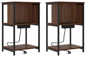 Éjjeliszekrény 2 pcs barna tölgy 38 x 31 x 61 cm Faanyag