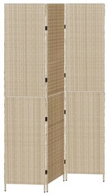 3 paneles válaszfal, hajtogatható, bézs, 146x200 cm, poli rattan