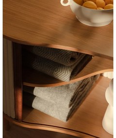 Barna-világosbarna alacsony komód tölgyfa dekorral, tolóajtóval 100x67 cm Audacious – UMAGE