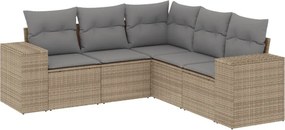 vidaXL 5 részes bézs polyrattan kerti ülőgarnitúra párnákkal