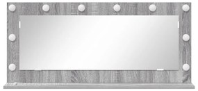 Sminktükör LED Fényekkel Szürke Sonoma 100x45x18 cm