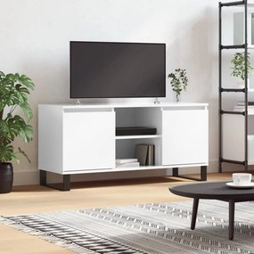 Fehér magasfényű szerelt fa TV-szekrény 104x35x50 cm