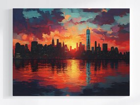 Poszter Város Panoráma New York Manhattan Nap 80x60