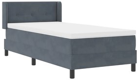 Boxspring Ágy Matraccal Sötétszürke 90x190 cm Bársony