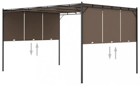 tópszínű kerti pavilon oldalfüggönnyel 4 x 3 x 2,25 m