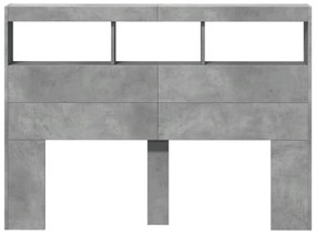 betonszürke áthidalószekrény LED-világítással 140 x 17 x 102 cm