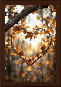 Poszter Keret Fa Dekoráció Természet Fa Ősz Levelek Szív 40x60