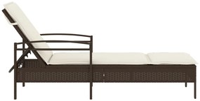 Barna polyrattan napozóágy párnával 63x200x81 cm