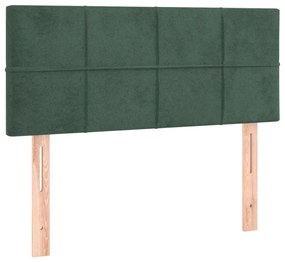 sötétzöld bársony rugós ágy matraccal 90 x 200 cm