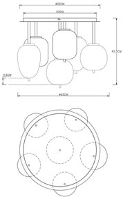 Globo 15345-6DMM - Felületre szerelhető csillár BLACKY 6xE14/40W/230V sárgaréz