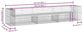 tömör duglászfenyő gabion kerti pad 347x71x65,5 cm