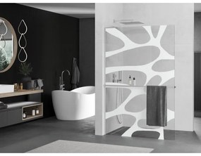Mexen Kioto+ L, Walk-In zuhany paraván polccal és akasztóval 110 x 200 cm, 8 mm átlátszó üveg fehér mintás, króm profil, 800-110-123-01-97