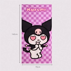 Hello Kitty Kuromi Heart fürdőlepedő, strand törölköző 70x140cm (Fast Dry)