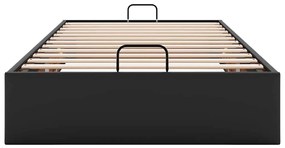 Ottomán ágykeret matrac nélkül fekete 100x200 cm műbőr