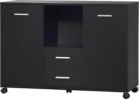 Vinsetto Multifunkcionális Irodai Szekrény 360°-os Kerekekkel, Nyomtatók és Filek számára, Fekete Fa 100x40x71cm | Aosom