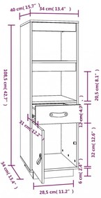 mézbarna tömör fenyőfa magasszekrény 34 x 40 x 108,5 cm