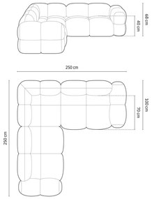 Sötétbarna bársony sarokkanapé Loretto – Cosmopolitan Design