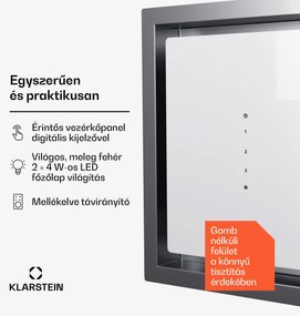 Klarstein High Line Eco 90, Mennyezeti páraelszívó, 90 cm, 436 m³/ó, fokozatok, távirányító, környezeti világítás