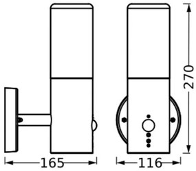 Ledvance FIGO CYLINDER kültéri fali lámpa szenzorral 1xE27/20W/230V