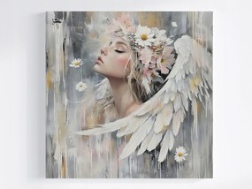 Vászonkép Canvas Angyal Nő Szárnyak Virágok Portré 80x80